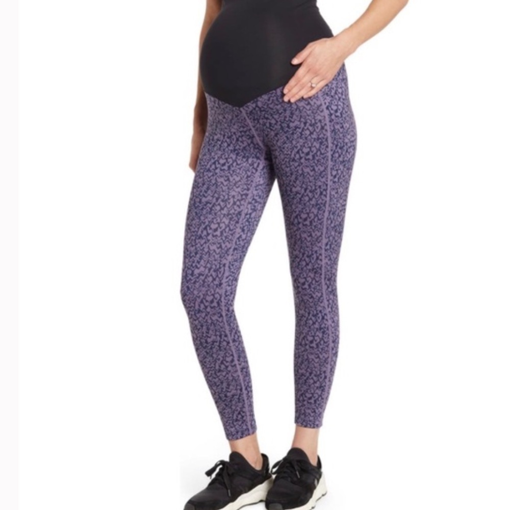 Zella Purple Patterned Maternity Leggings